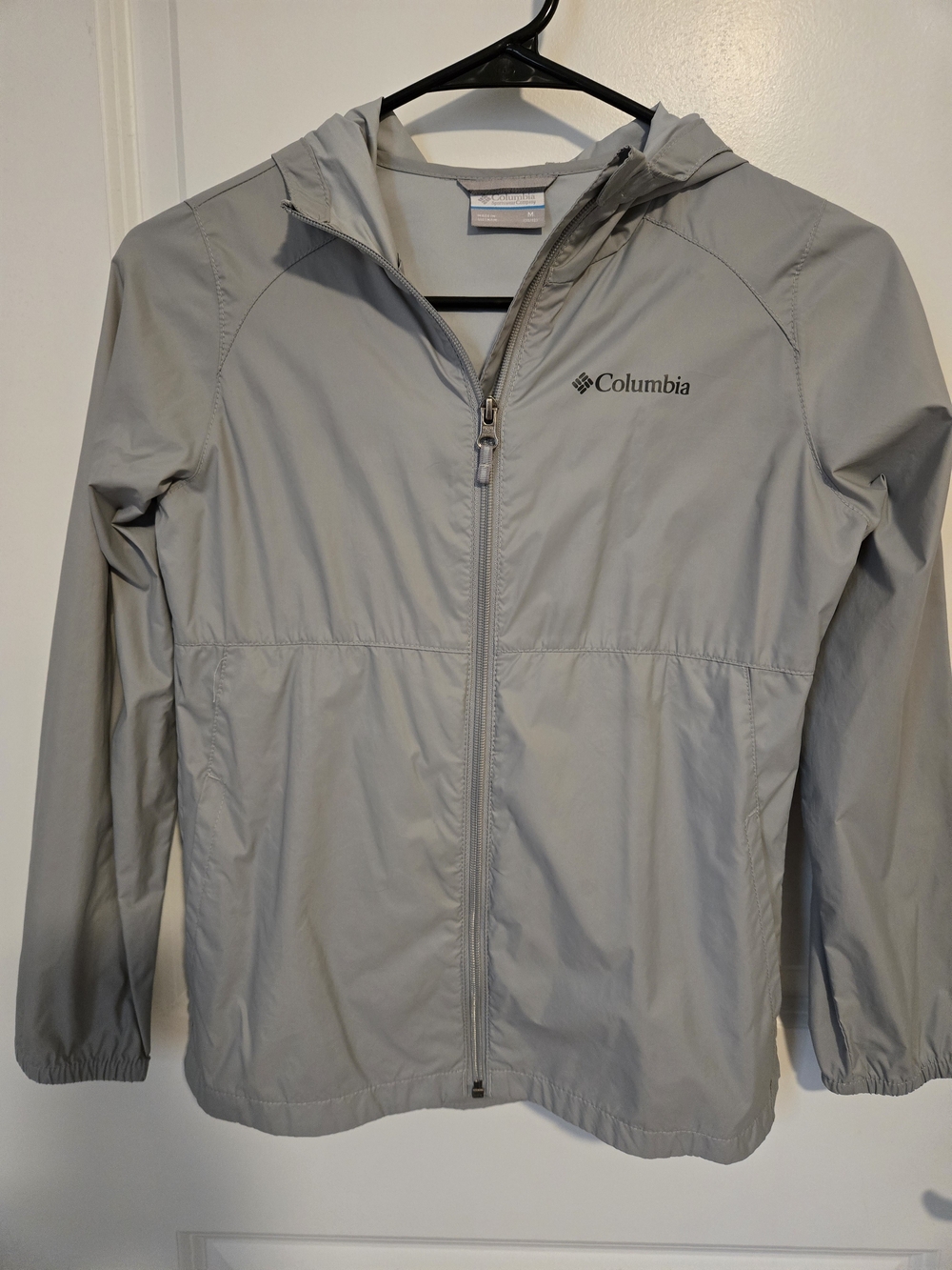 Columbia Light Gray Kids' Hooded Rain Jacket 10-12